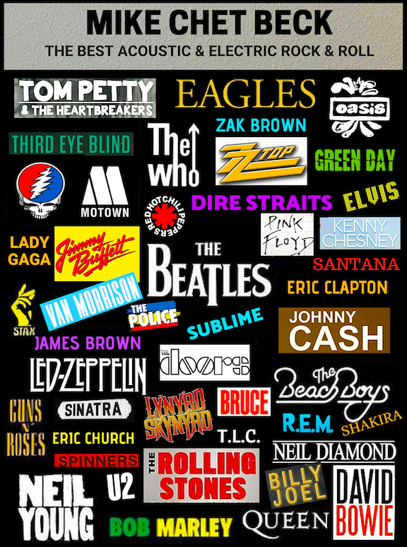 classic rock band logos collage